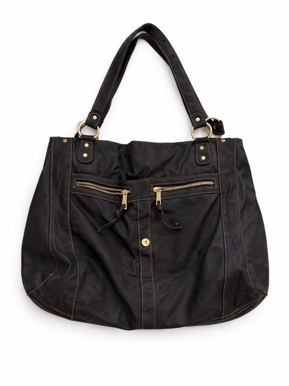 Classic Black Tote Bag with Gold Accents